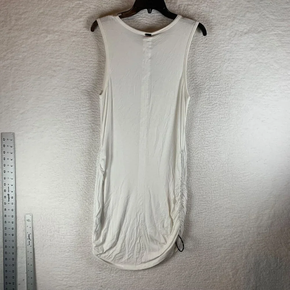 DKNY Women's Scoop Neck Cinch White Sleeveless Mini Swim Cover-Up Dress Sz M NWT